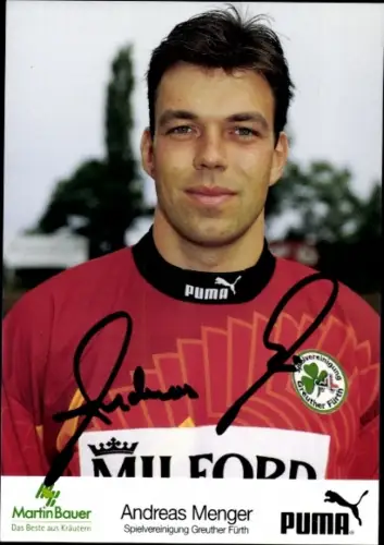 Autogrammkarte Fußballer Andreas Menger, SpVgg Greuther Fürth, Autogramm
