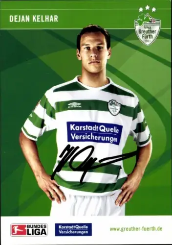 Autogrammkarte Fußballer Dejan Kelhar, SpVgg Greuther Fürth, Autogramm