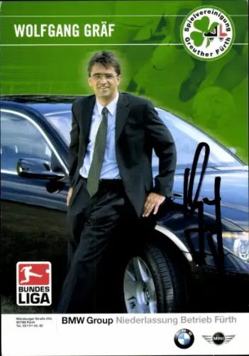 Autogrammkarte Vizepräsident/Geschäftsführer Wolfgang Gräf, SpVgg Greuther Fürth, Autogramm