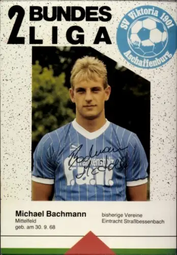 Autogrammkarte Fußballer Michael Bachmann, SV Viktoria Aschaffenburg, Autogramm