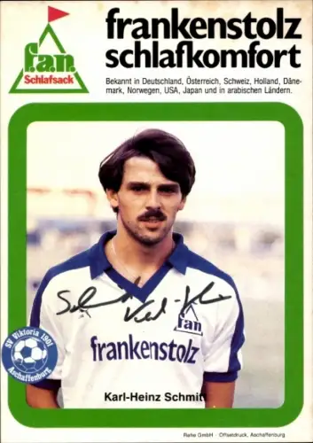 Autogrammkarte Fußballer Karl Heinz  Schmitt, SV Viktoria Aschaffenburg, Autogramm