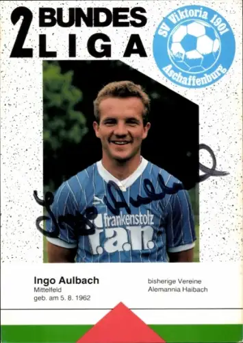 Autogrammkarte Fußballer Ingo Aulbach, SV Viktoria Aschaffenburg, Autogramm