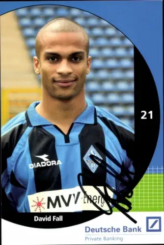 Autogrammkarte Fußballer David Fall, SV Waldhof Mannheim 07, Autogramm