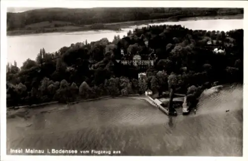 Ak Insel Mainau im Bodensee, Luftaufnahme der  Bodensee, vom Flugzeug aus