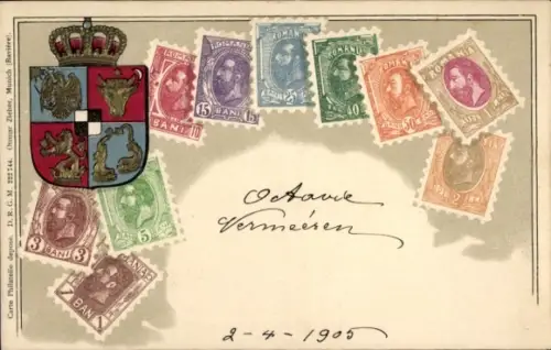 Briefmarken Wappen Ak Rumänien
