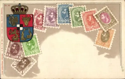 Briefmarken Wappen Litho Rumänien, Leu, Bani