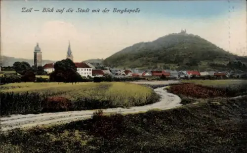 Ak Zeil am Main Unterfranken, Gesamtansicht, Bergkapelle