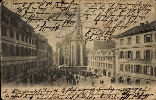 Ak Würzburg am Main Unterfranken, Marktplatz