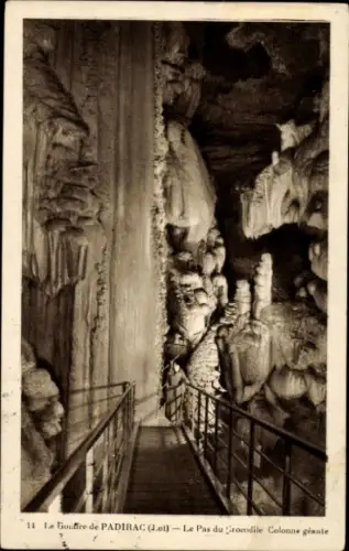 Ak Padirac Lot, Le Gouffre, Le Pas du Crocodile, Colonne geante