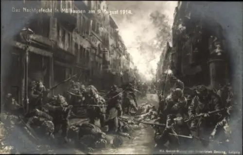 Ak Mulhouse Mülhausen Elsass Haut Rhin, Nachtgefecht 9. August 1914, 1. WK