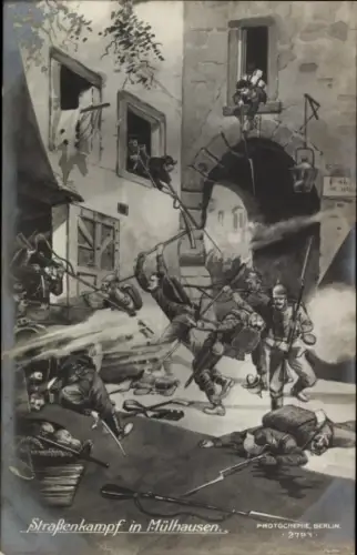 Ak Mulhouse Mülhausen Elsass Haut Rhin, Straßenkampf, 1. WK