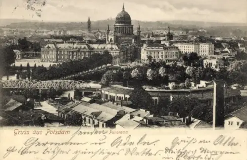 Ak Potsdam, Panorama von  Gruss aus  Text auf Deutsch