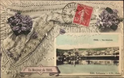 Passepartout Ak Triel sur Seine Yvelines, Gesamtansicht