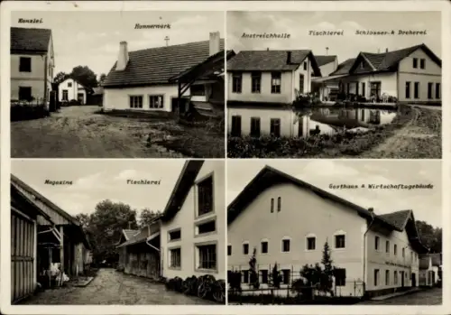 Ak Mürzsteg Steiermark, Kanzlei, Hammerwerk, Tischlerei, Gasthaus, Wirtschaftsgebäude, Magazine