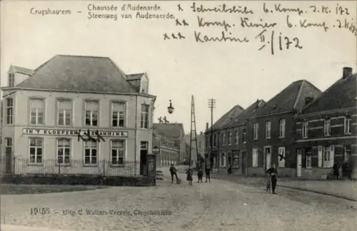 Ak Cruyshautem Kruishoutem Ostflandern,  Chaussée d'Audenarde, Steenweg van Audenaerde, MINT KLOE