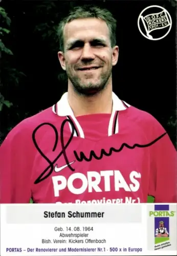 Autogrammkarte Fußballer Stefan Schummer, Kickers Offenbach, Autogramm