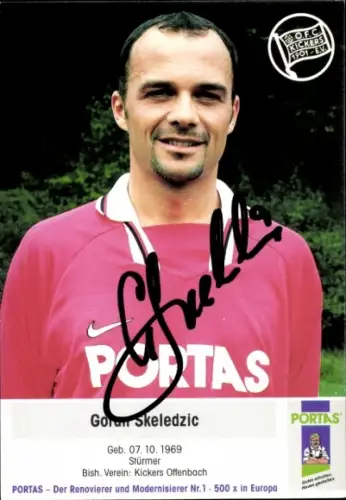 Autogrammkarte Fußballer Goran Skeledzic, Kickers Offenbach, Autogramm