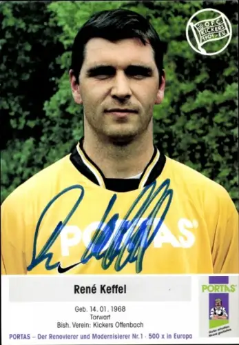 Autogrammkarte Fußballer René Keffel, Kickers Offenbach, Autogramm