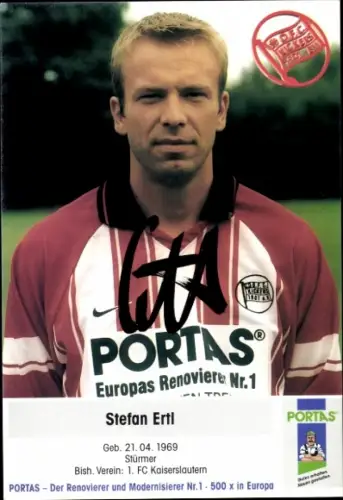 Autogrammkarte Fußballer Stefan Ertl, Kickers Offenbach, Autogramm