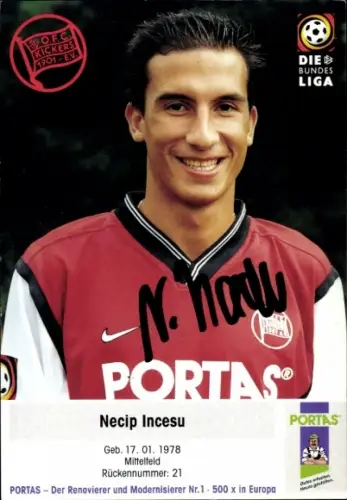 Autogrammkarte Fußballer Necip Incesu, Kickers Offenbach, Autogramm
