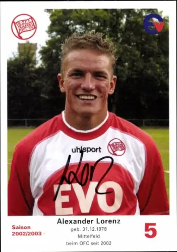 Autogrammkarte Fußballer Alexander Lorenz, Kickers Offenbach, Autogramm