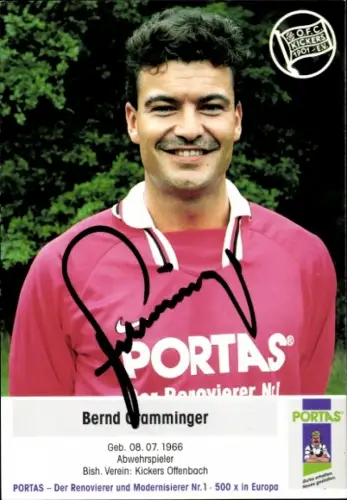 Autogrammkarte Fußballer Bernd Gramminger, Kickers Offenbach, Autogramm