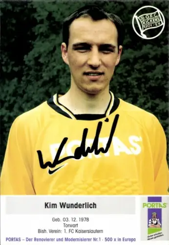 Autogrammkarte Fußballer Kim Wunderlich, Kickers Offenbach, Autogramm