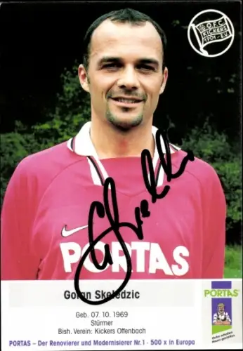 Autogrammkarte Fußballer Goran Skeledzic, Kickers Offenbach, Autogramm