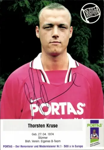 Autogrammkarte Fußballer Thorsten Kruse, Kickers Offenbach, Autogramm