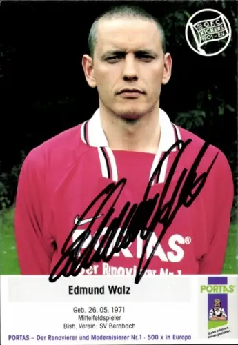 Autogrammkarte Fußballer Edmund Walz, Kickers Offenbach, Autogramm