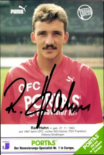 Autogrammkarte Fußballer Ralf Hahn, Kickers Offenbach, Autogramm