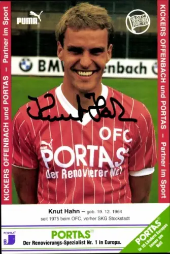 Autogrammkarte Fußballer Knut Hahn, Kickers Offenbach, Autogramm