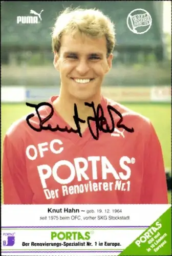 Autogrammkarte Fußballer Knut Hahn, Kickers Offenbach, Autogramm