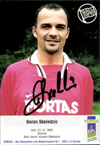 Autogrammkarte Fußballer Goran Skeledzic, Kickers Offenbach, Autogramm