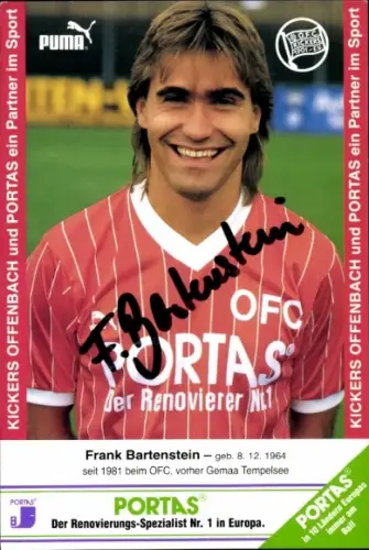 Autogrammkarte Fußballer Frank Bartenstein, Kickers Offenbach, Autogramm