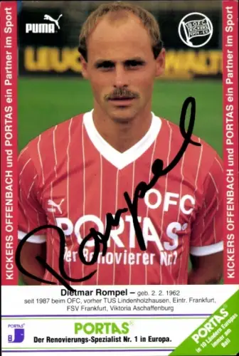 Autogrammkarte Fußballer Dietmar Rompel, Kickers Offenbach, Autogramm
