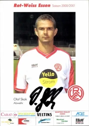 Autogrammkarte Fußballer Olaf Skok, Rot Weiss Essen, Autogramm