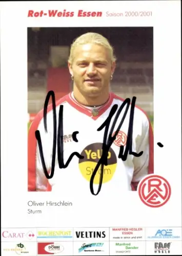 Autogrammkarte Fußballer Oliver Hirschlein, Rot Weiss Essen, Autogramm
