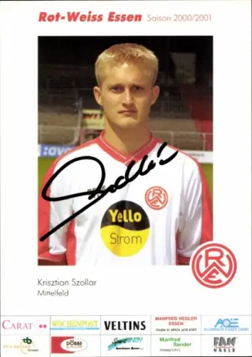 Autogrammkarte Fußballer Krisztian Szollar, Rot Weiss Essen, Autogramm