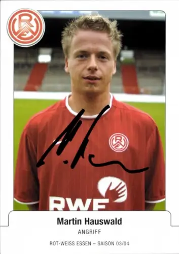 Autogrammkarte Fußballer Martin Hauswald, Rot Weiss Essen, Autogramm
