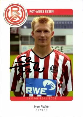 Autogrammkarte Fußballer Sven Fischer, Rot Weiss Essen, Autogramm