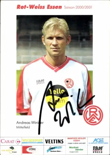Autogrammkarte Fußballer Andreas Winkler, Rot Weiss Essen, Autogramm