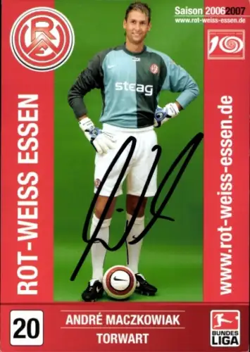Autogrammkarte Fußballer André Maczkowiak, Rot Weiss Essen, Autogramm