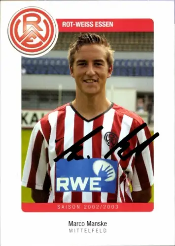 Autogrammkarte Fußballer Marco Manske, Rot Weiss Essen, Autogramm