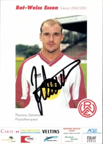 Autogrammkarte Physiotherapeut Thomas Zetzmann, Rot Weiss Essen, Autogramm