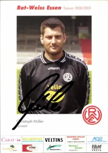 Autogrammkarte Fußballer Christoph Müller, Rot Weiss Essen, Autogramm