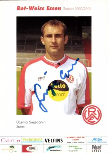Autogrammkarte Fußballer Dzemo Smjecanin, Rot Weiss Essen, Autogramm