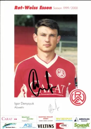 Autogrammkarte Fußballer Igor Denysyuk, Rot Weiss Essen, Autogramm