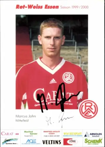Autogrammkarte Fußballer Marcus Jahn, Rot Weiss Essen, Autogramm