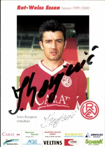 Autogrammkarte Fußballer Ivan Konjevic, Rot Weiss Essen, Autogramm